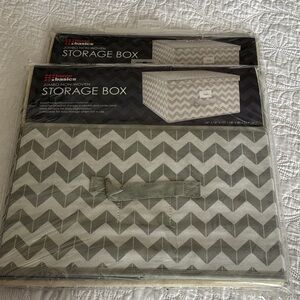 Home Basics Jumbo Non-Woven Storage Box Set of 2 - Gray Chevron